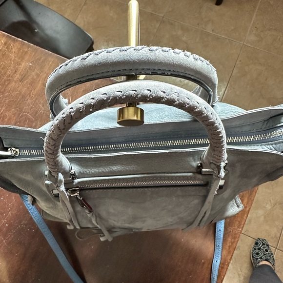 REBECCA MINKOFF Gray Suede Regan Satchel. - Picture 2 of 12